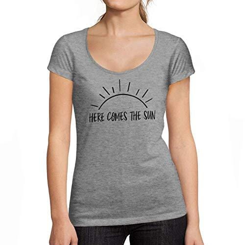 Ultrabasic - T-Shirt für Damen mit rundem Dekolleté Here Comes The Sun Gris Chiné