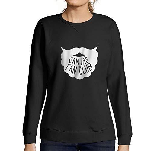 Ultrabasic - Femme Imprimé Graphique Sweat-Shirt Santa's Fan Club Cadeau De Noël Idées Cadeaux Noir Profond