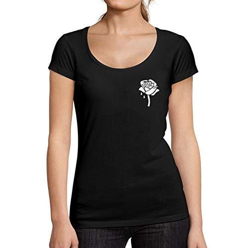 Ultrabasic - Tee-Shirt Femme col Rond Décolleté Rose Fleur Mignonne