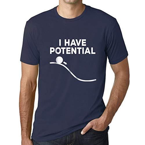 Ultrabasic - Homme Graphique J'Ai du Potentiel Impression de Lettre Tee Shirt Cadeau French Marine