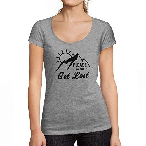 Ultrabasic - Tee-Shirt Femme col Rond Décolleté Go and Get Lost Gris Chiné