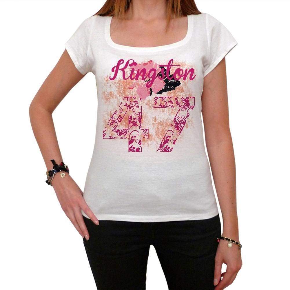 47 Kingston City With Number Womens Short Sleeve Round White T-Shirt 00008 - White / Xs - Casual