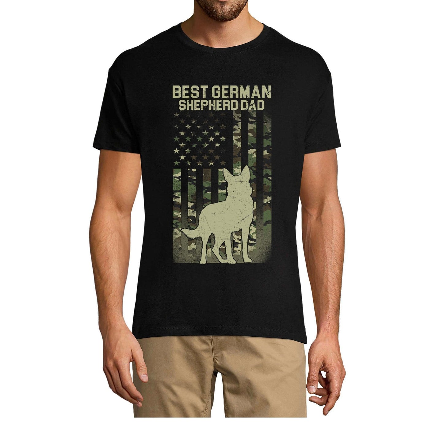 ULTRABASIC Herren-Grafik-T-Shirt „Bester Deutscher Schäferhund-Vater“ – T-Shirt mit amerikanischer Flagge