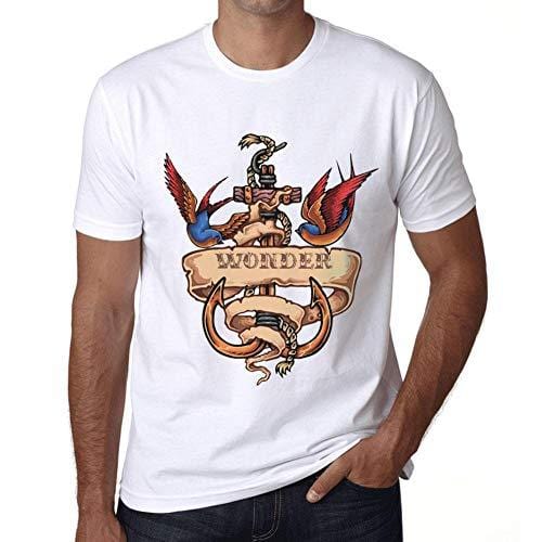 Ultrabasic - Homme T-Shirt Graphique Anchor Tattoo Wonder Blanc