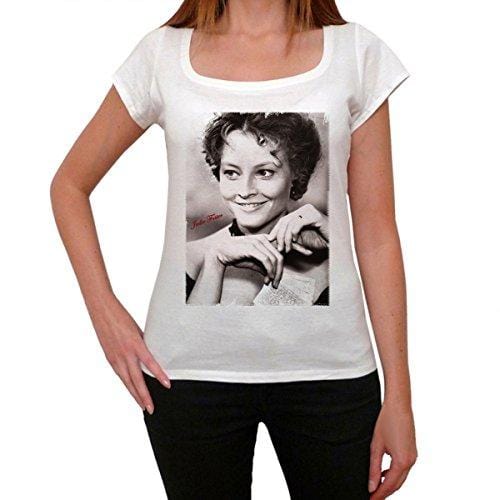 Jodie Foster, Tee Shirt Femme, imprimé célébrité,Blanc, t Shirt Femme,Cadeau