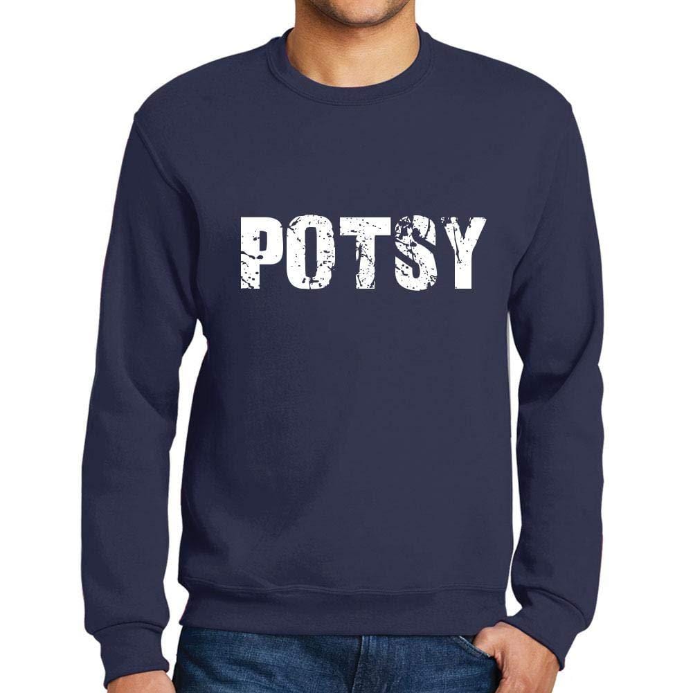 Ultrabasic Homme Imprimé Graphique Sweat-Shirt Popular Words POTSY French Marine