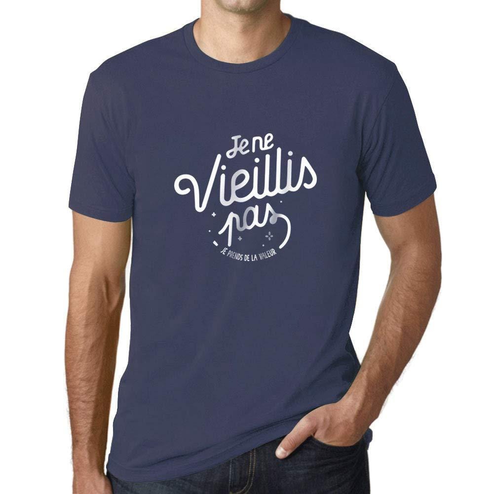 Ultrabasic - Homme Graphique Je ne vieillis Pas T-Shirt Marine Lettre Denim