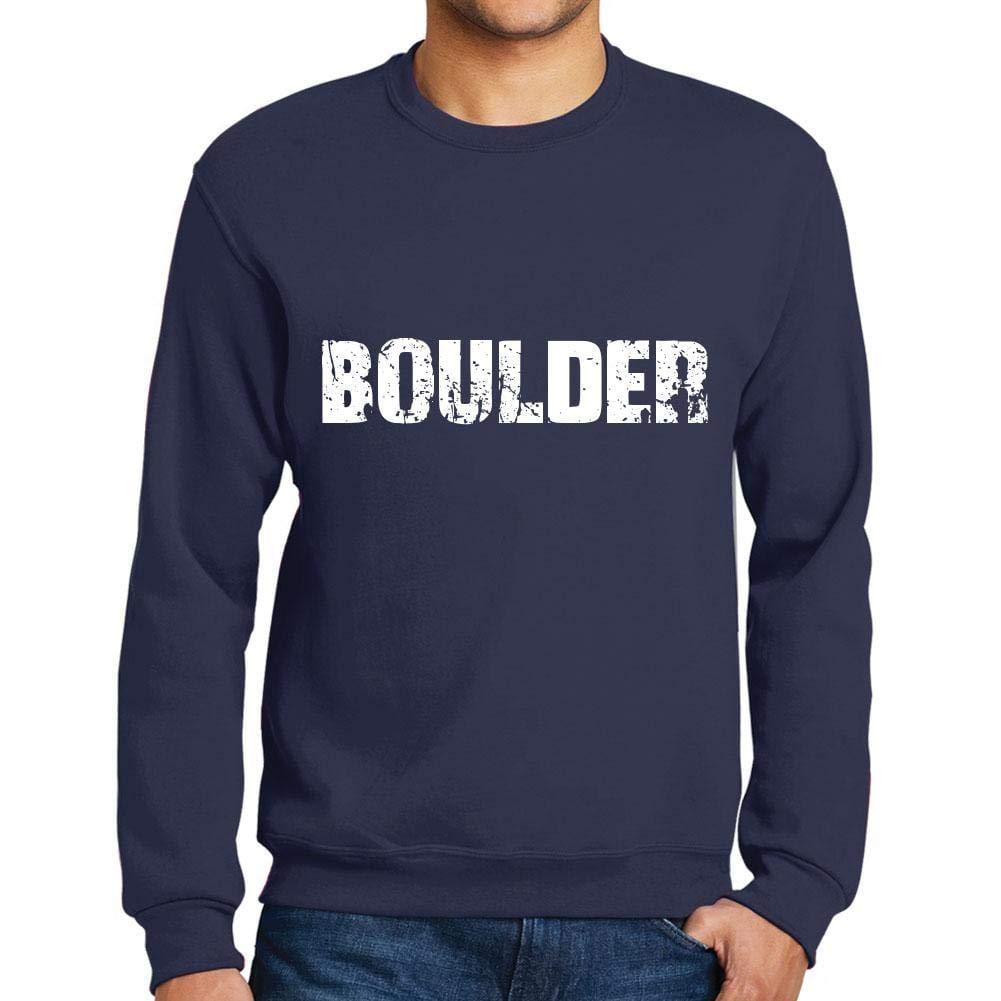 Ultrabasic Homme Imprimé Graphique Sweat-Shirt Popular Words Boulder French Marine