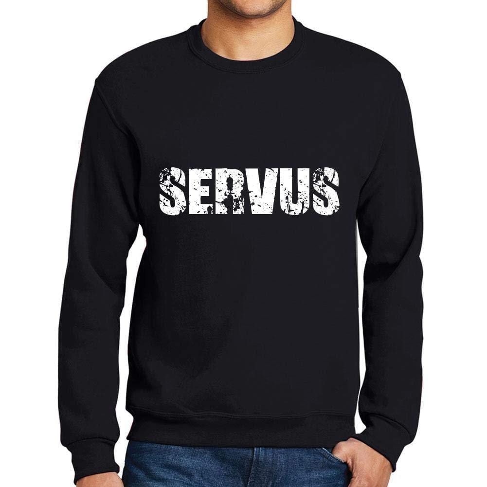 Ultrabasic Homme Imprimé Graphique Sweat-Shirt Popular Words SERVUS Noir Profond