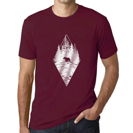 Ultrabasic - Homme T-Shirt Graphique Ours de la Forêt Bordeaux