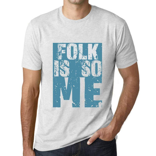 Herren T-Shirt Graphique Folk is So Me Blanc Chiné