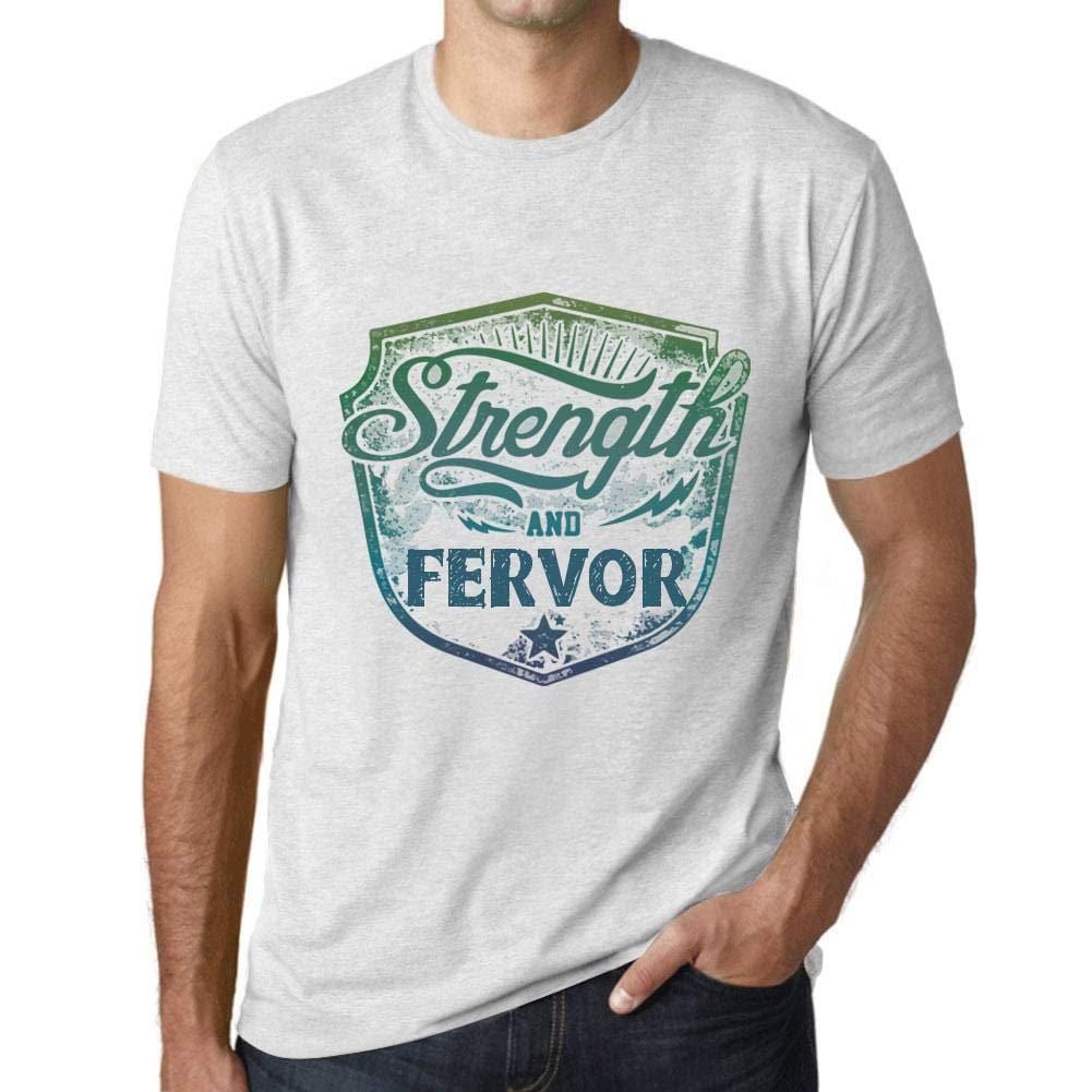 Homme T-Shirt Graphique Imprimé Vintage Tee Strength and Fervor Blanc Chiné