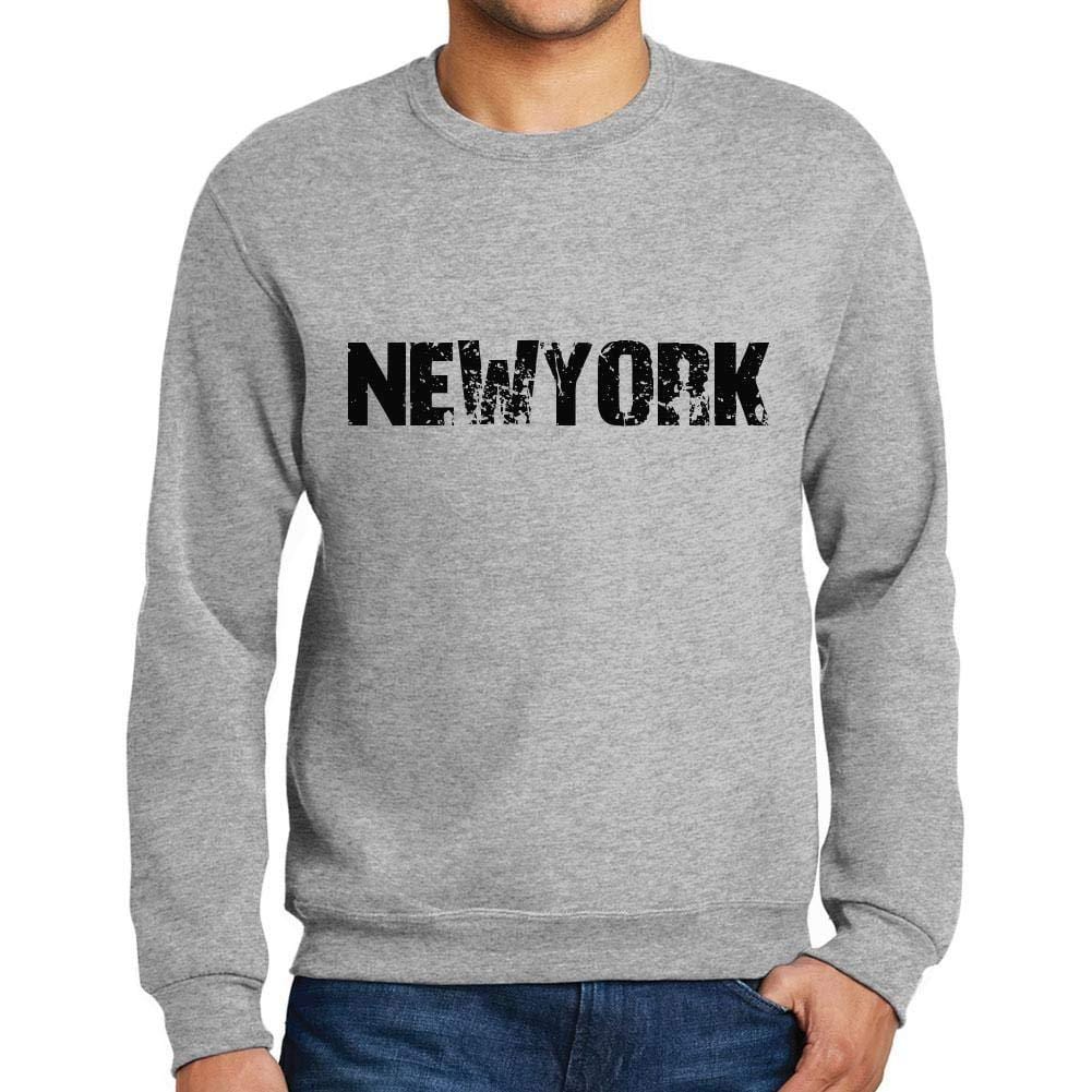 Ultrabasic Homme Imprimé Graphique Sweat-Shirt Popular Words Newyork Gris Chiné