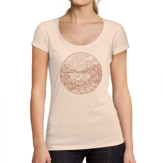 Ultrabasic - Tee-Shirt Femme col Rond Décolleté Rivière Montagne et Forêt Rose Crémeux