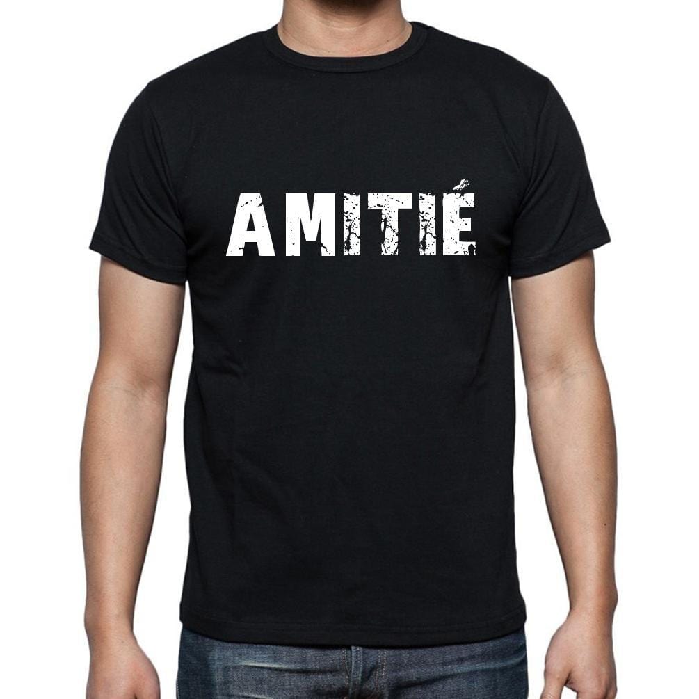 amitié, t-Shirt pour Homme, en Coton, col Rond, Noir