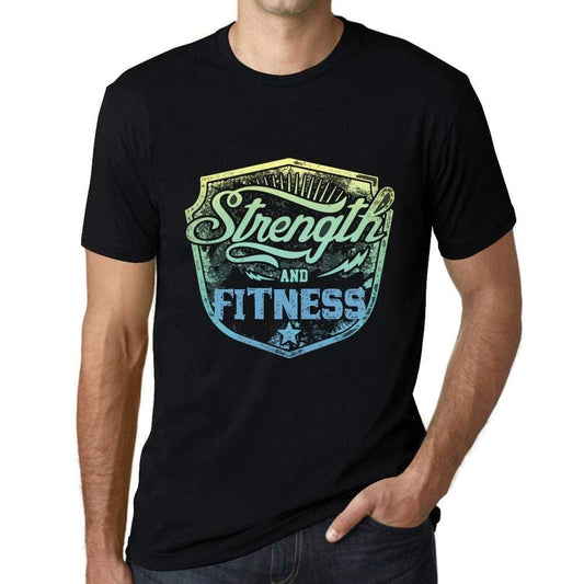 Homme T-Shirt Graphique Imprimé Vintage Tee Strength and Fitness Noir Profond