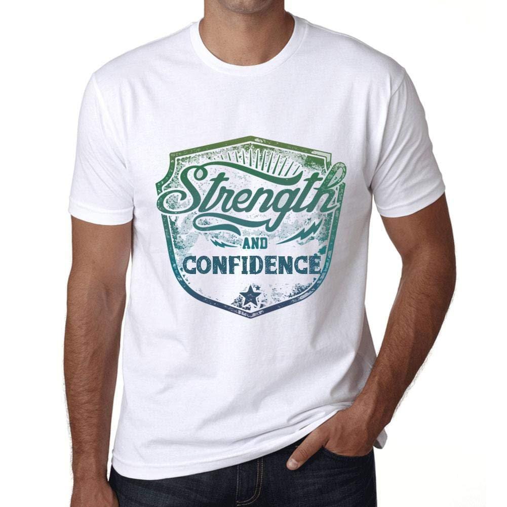 Homme T-Shirt Graphique Imprimé Vintage Tee Strength and Confidence Blanc