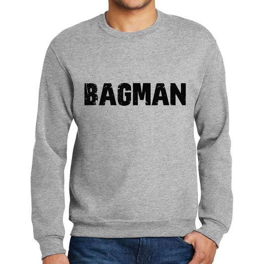 Ultrabasic Homme Imprimé Graphique Sweat-Shirt Popular Words Bagman Gris Chiné