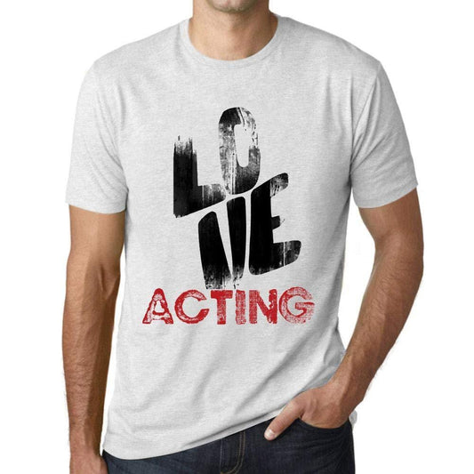 Ultrabasic - Homme T-Shirt Graphique Love Acting Blanc Chiné