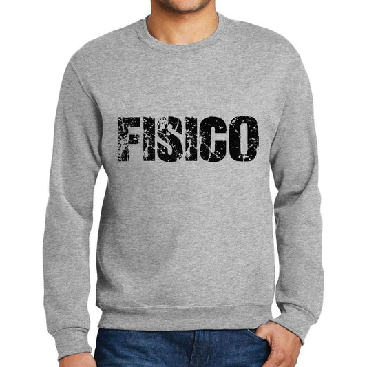 Ultrabasic Homme Imprimé Graphique Sweat-Shirt Popular Words Fisico Gris Chiné