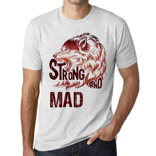 Unisex-T-Shirt Graphique Strong Wolf und Unique Blanc Chiné