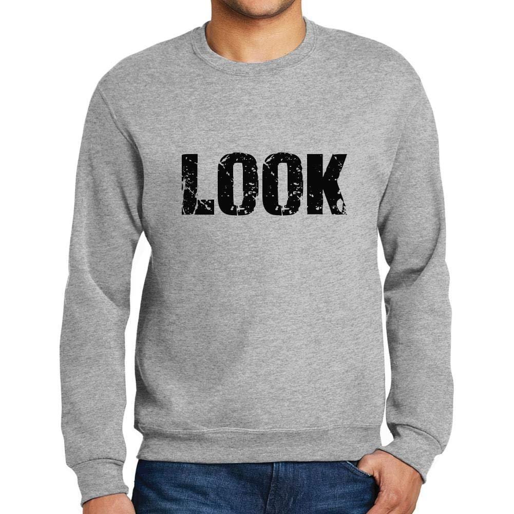 Ultrabasic Homme Imprimé Graphique Sweat-Shirt Popular Words Look Gris Chiné