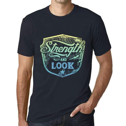 Homme T-Shirt Graphique Imprimé Vintage Tee Strength and Look Marine