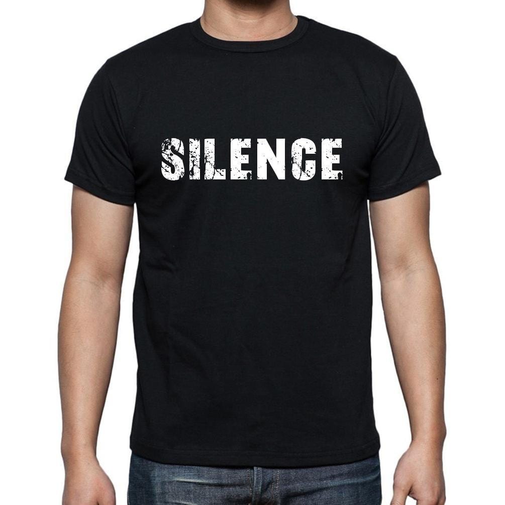 Silence, t-Shirt pour Homme, en Coton, col Rond, Noir