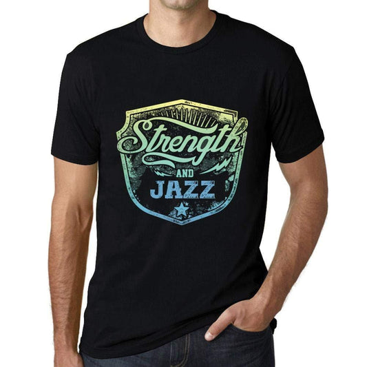 Herren T-Shirt Graphique Imprimé Vintage Tee Strength und Jazz Noir Profond