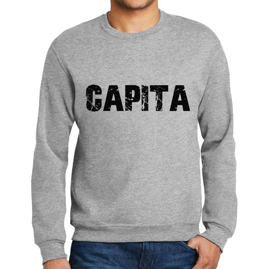 Ultrabasic Homme Imprimé Graphique Sweat-Shirt Popular Words Capita Gris Chiné