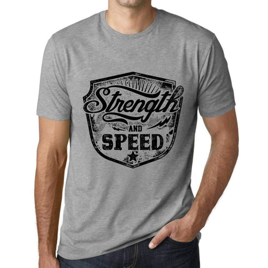 Herren T-Shirt Graphique Imprimé Vintage Tee Strength and Speed ​​Gris Chiné