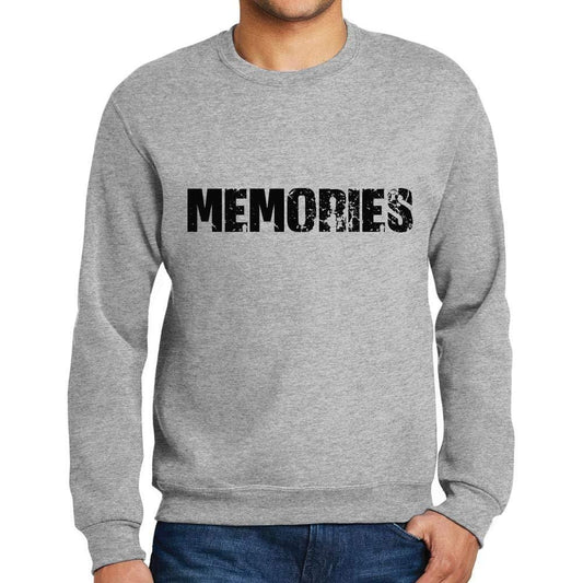 Ultrabasic Homme Imprimé Graphique Sweat-Shirt Popular Words Memories Gris Chiné