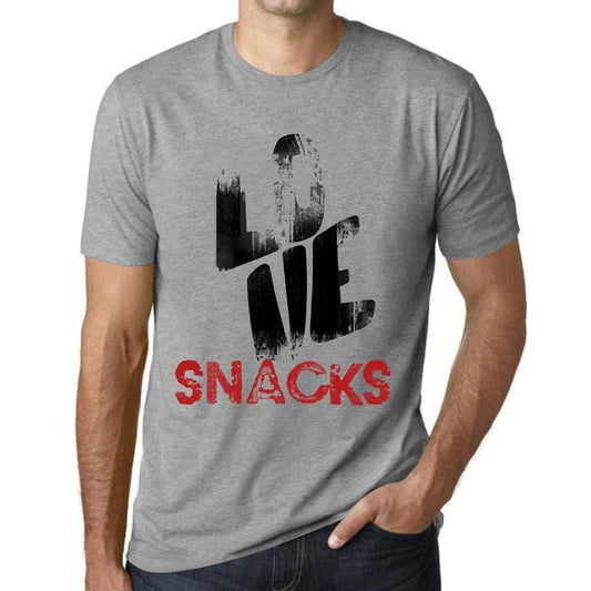 Ultrabasic - Homme T-Shirt Graphique Love Snacks Gris Chiné