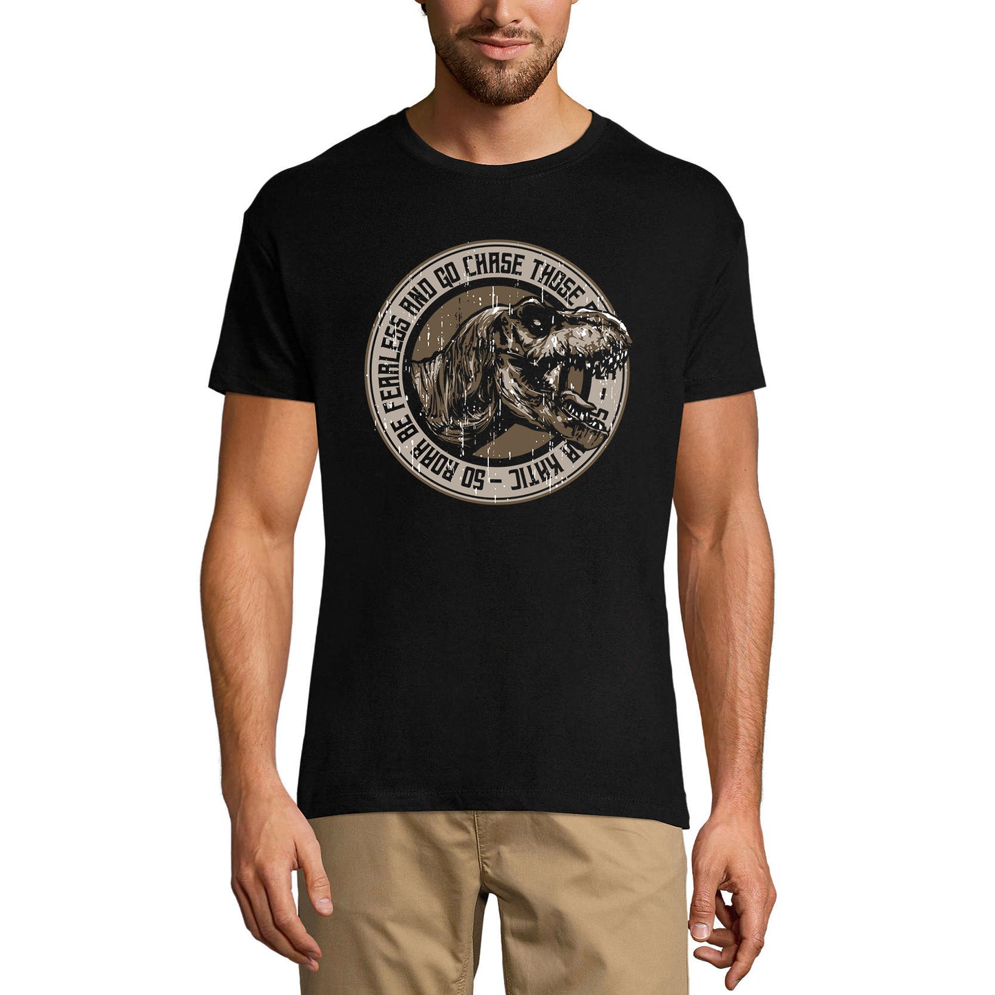 T-shirt ULTRABASIC pour hommes, Roar Be Fearless and Chase - Tyrannosaurus T-Rex Shirt
