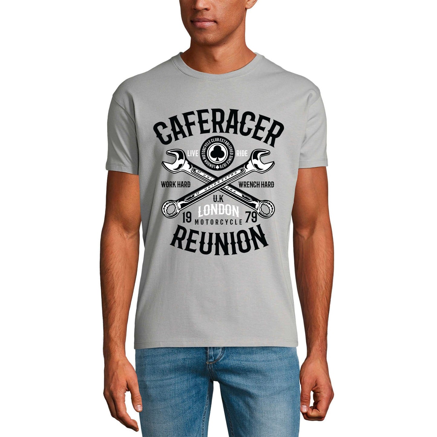 ULTRABASIC Men's T-Shirt Caferacer Reunion - Live Ride Motorcycle Shirt for Men