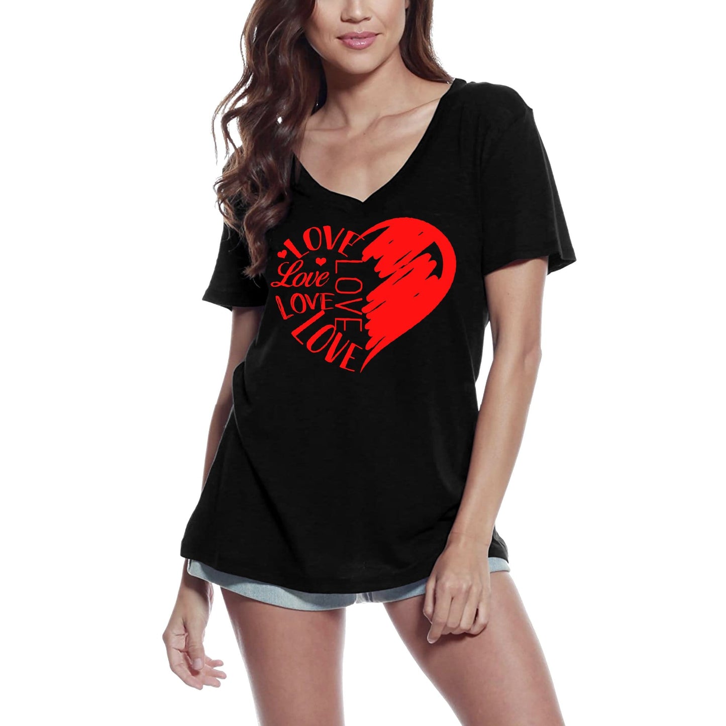 ULTRABASIC Damen-T-Shirt Heart Love – Valentinstag-T-Shirt für Damen