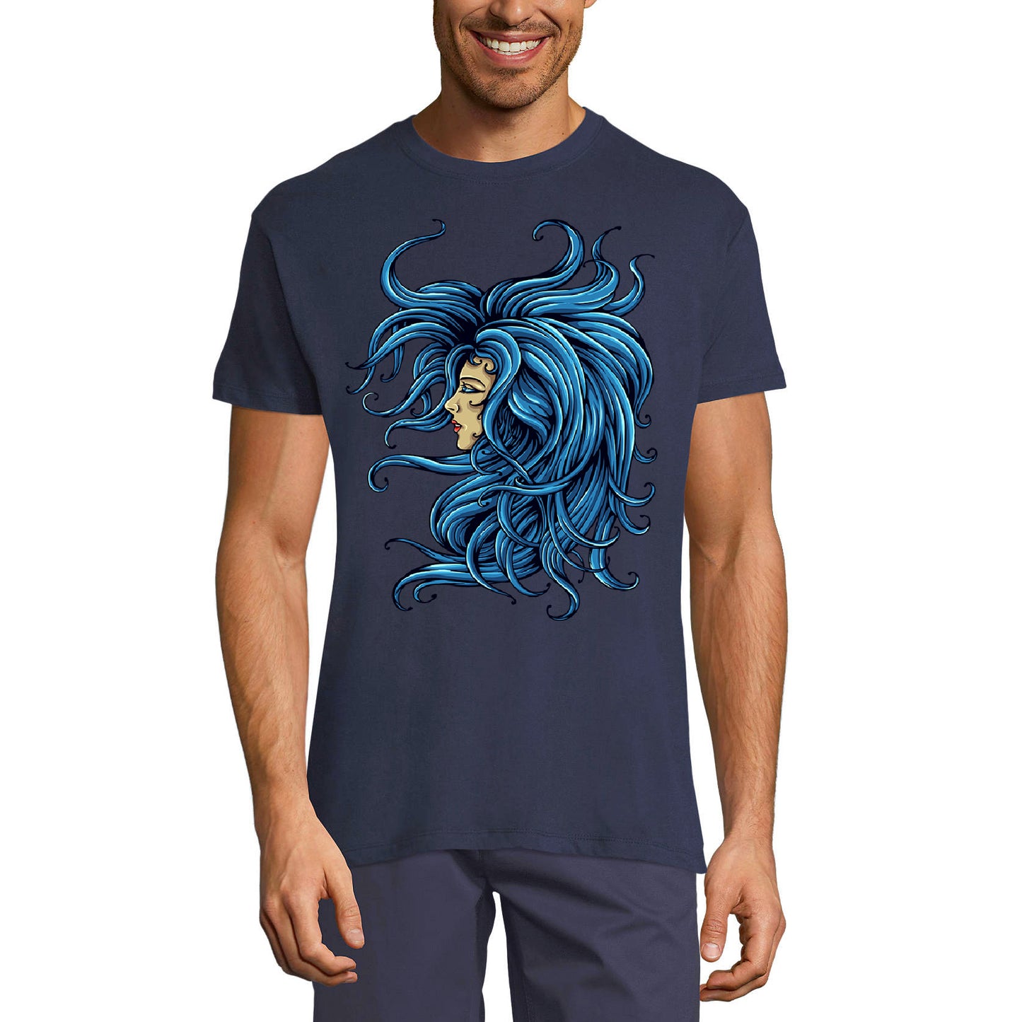 ULTRABASIC Herren-Grafik-T-Shirt Lady With Blue Hair – Shirt für Männer