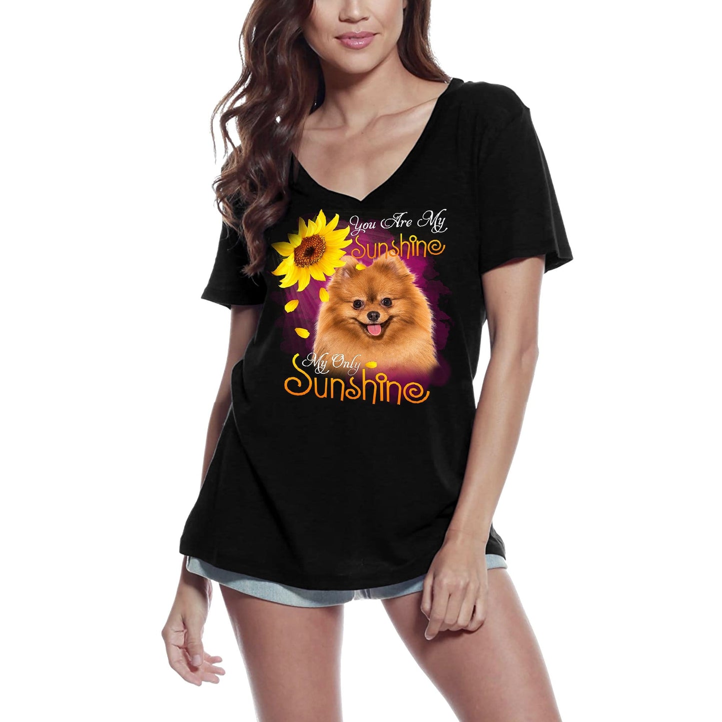 ULTRABASIC T-shirt col en V pour femmes My Only Sunshine - Poméranie - Chemise vintage