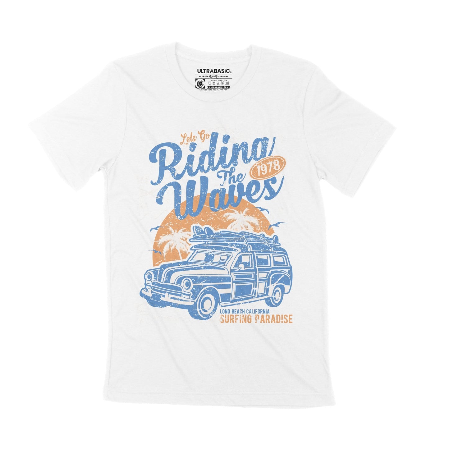 ULTRABASIC Herren T-Shirt Lets Go Riding Waves 1978 – Surf-T-Shirt für Surfer