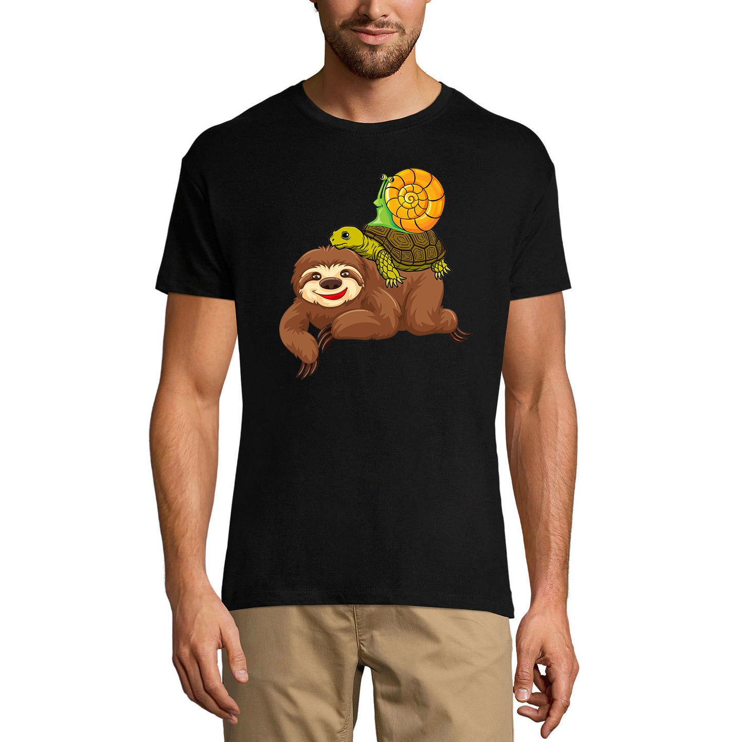 ULTRABASIC Neuheits-T-Shirt für Herren, Faultier, Schildkröte und Schnecke – lustiges Läufer-T-Shirt