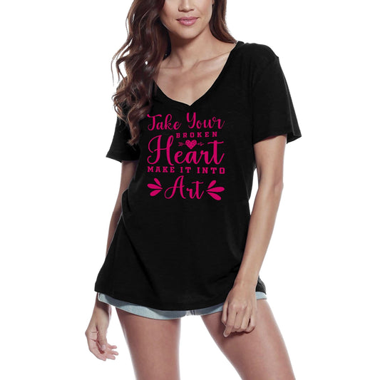 ULTRABASIC Women's T-Shirt Take Your Broken Heart Make It Into Art - Short Sleeve Tee Shirt Gift Tops