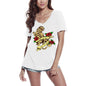 ULTRABASIC Damen-T-Shirt mit V-Ausschnitt Faith And Love – Tiger Tattoo – Rote Rosen