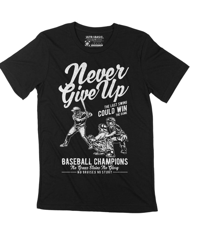ULTRABASIC Never Give Up Men's T-Shirt - Baseball Championship Vintage  Graphic Tee