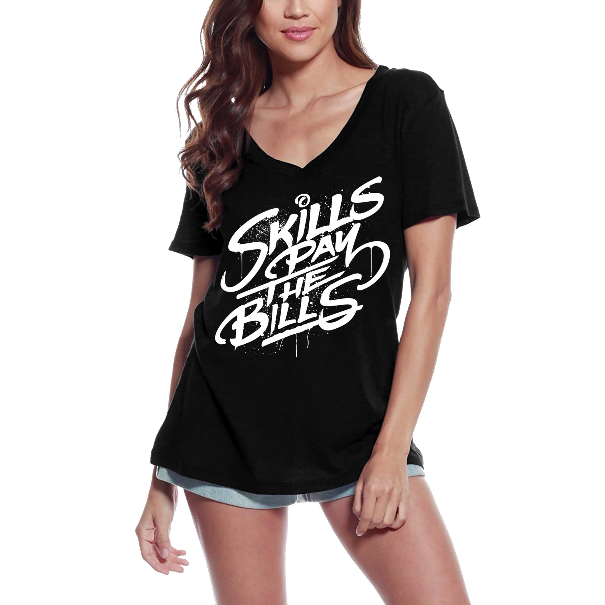 ULTRABASIC Women's T-Shirt Skills Pay Bills - Sarcastic Funny Slogan  Graphic Tee