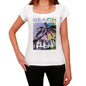Akshi Beach Name Palm White Womens Short Sleeve Round Neck T-Shirt 00287 - White / Xs - Casual