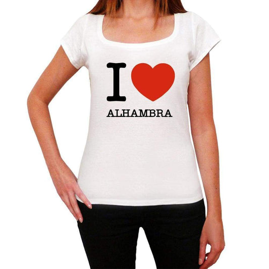 Alhambra I Love Citys White Womens Short Sleeve Round Neck T-Shirt 00012 - White / Xs - Casual