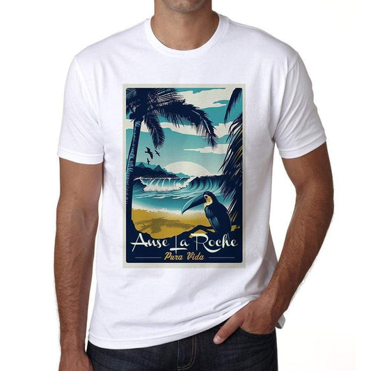 Anse La Roche Pura Vida Beach Name White Mens Short Sleeve Round Neck T-Shirt 00292 - White / S - Casual