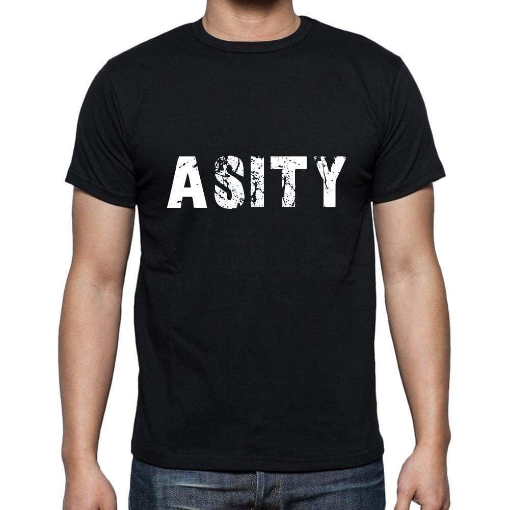 Asity Mens Short Sleeve Round Neck T-Shirt 5 Letters Black Word 00006 - Casual