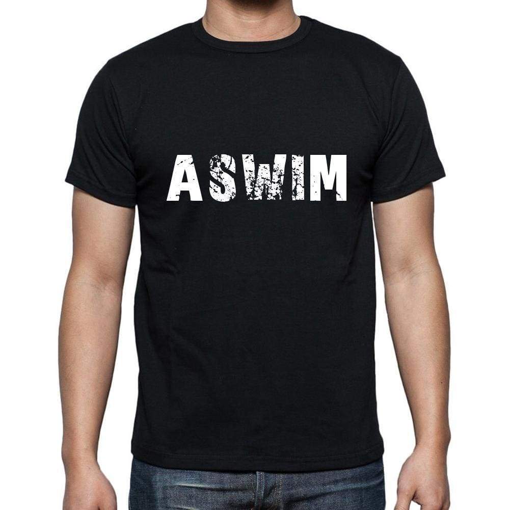 Aswim Mens Short Sleeve Round Neck T-Shirt 5 Letters Black Word 00006 - Casual