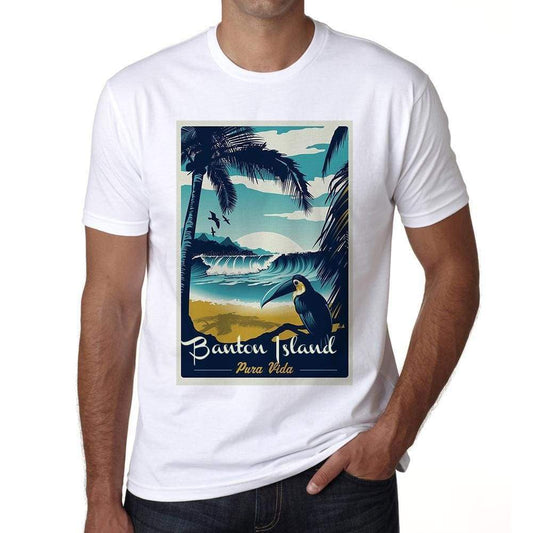 Banton Island Pura Vida Beach Name White Mens Short Sleeve Round Neck T-Shirt 00292 - White / S - Casual